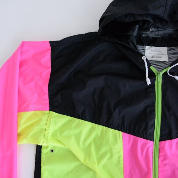 VTG Jemcor Impermeable Rain Wear Black Pink Nylon Zip Up Lined Waterproof Jacket - Picture 8 of 14